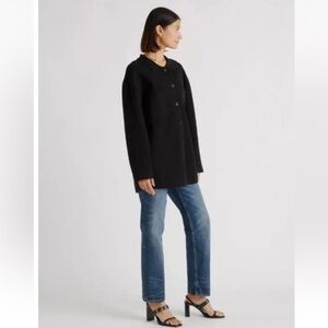 Quince Eco-Knit Milano stitch Oversized Shirt Jacket Black Size Medium NWT